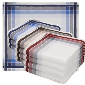 Betz 12 stuks stoffen zakdoeken voor heren - set Leo 4-100% katoen - maat 40 x 40 cm - Dessin 1