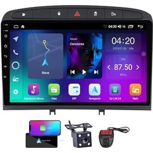 Android 13 Dual Din Car Stereo voor Peugeot 408 1 2012-2020 met 9 inch Touchscreen Media Player met Carplay Android Auto Bluetooth 4G WiFi GPS-navigatie FM/RDS SWC + achtercamera(A,NF-1)