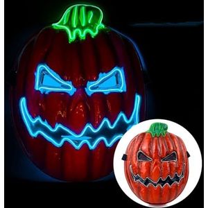 Halloween Paasfeest Dans Pompoen Hoofd Horror LED Lichtgevend Masker Verkrijgbaar in verschillende vormen, geschikt voor Halloween Party Dansmasker Halloween (Size : Red green red)