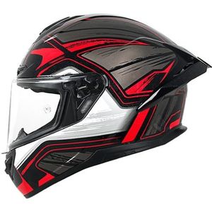 RYDZCLH Integraalmotorhelm Motocross-valhelm DOT/ECE goedgekeurde motorbromfietshelm met zonneklep voor mannen en vrouwen,C,3XL