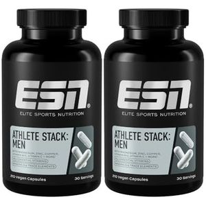 ESN Athlete Stack Men, 2 x 210 Capsules - Capsules met Sporenelementen en Mineralen met Zink, Magnesium en Meer - Gemaakt in Duitsland, Laboratorium Getest