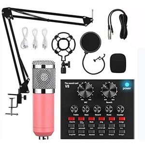 Complete podcastkit, Professionele Audio V8 Geluidskaart Set Mic Studio Condensator Microfoon for Podcast Opname Live Streaming(C)