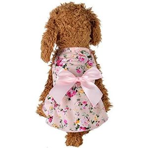 Zhexundian Dog Dress For All Seasons, Cotton Blue honden Puppy Summer Dieptepunt Bow Tie shirt, Maat XS, S, M, L, XL (Color : PK, Size : XL)