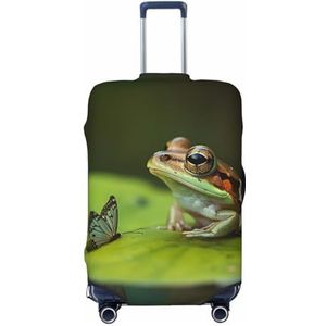 Kikker- en vlinderprint, kofferhoes, elastische wasbare bagagehoezen, stofdichte bagagebeschermer voor reizen, past 45-90 cm, Zwart, M
