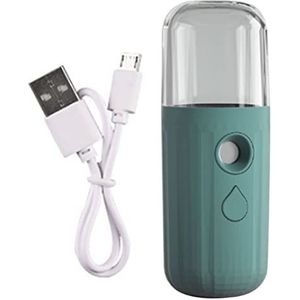 Mini Facial Mister - Nano Spray - Handheld Face Mist Sprayer - 30ml - Zwartgroen