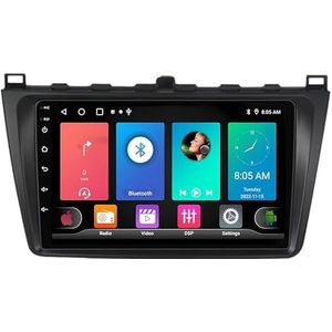 Dubbele DIN Android 14 autoradio voor Mazda 6 II GH 2007-2012 9 Duim QLED Touch screen-met Draadloze Carplay Android Auto GPS navigatie 4G WiFi Stuurwielbediening achteruitrijcamera(P3 WIFI 4-Core 2G+