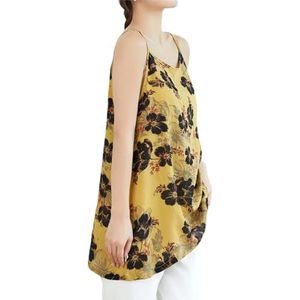 Dvbfufv Damesmode losse ronde hals bloemen T-shirt dames zomer casual Koreaanse oversized shirt tops, Geel 5, M