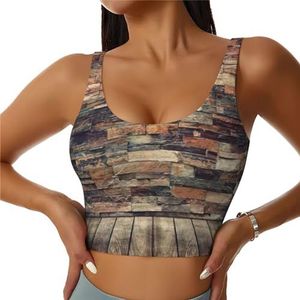 Bakstenen Muur Print Comfortabele Vrouwen Sport Vest Yoga Workout Vest Voor Vrouwen Lichtgewicht Zomer, Zwart, S