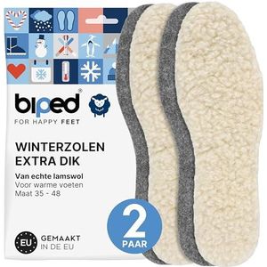 biped 2 paar wollen inlegzolen van lamswol en vilt - Extra dikke, verwarmende winter inlegzolen voor dames- en herenschoenen z1004(35)