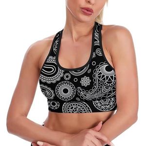 Paisley Patroon Ademend Sport Bras Voor Vrouwen Draadloze Workout Yoga Vest Ondergoed Racerback Crop Tank Top S