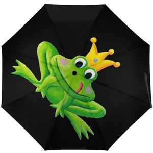 Leuke Kleine Kikker Prins Paraplu Winddicht Sterke Reizen 3 Vouw Paraplu Voor Mannen Vrouwen Automatische