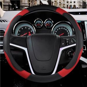 Stuurhoes Auto Stuurhoes 38CM Auto Stuurhoes Ademende Stof Gevlochten Stuurhoes Auto Accessoires Stuurhoes van leer(Rood)