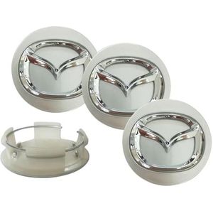 Set van 4 wieldoppen voor Mazda 3 6 Atenza Axela CX4 CX5 CX6 etc. 56mm, auto wieldoppen, wieldoppen, vervangende wieldoppen, wieldopstickers, B Zilver