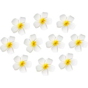Haarclip, 10 stuks 7 cm Hawai bloem haarclip haarspeld simulatie ei bloem hoofdtooi voor strand Luau Party (wit met geel)