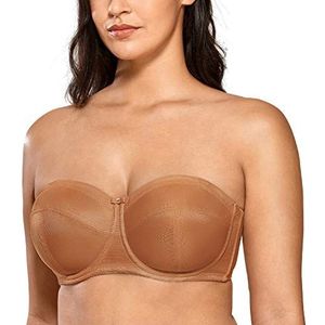 DELIMIRA Strapless-bh Voor Dames Grote Maat Converteerbaar Met Beugel Niet Gewatteerd Nootmuskaat Bruin 105C