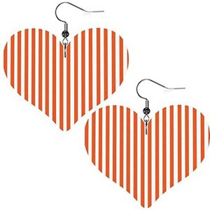 Vrouwen Oorbellen Mode Dangle Oorbellen Delicate Eardrop Sieraden Gift Faux Leer Oranje En Wit Gestreept, Eén maat, Leer, Geen edelsteen