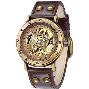 Carrie Hughes Mens Steampunk brons automatisch horloge leer CH168B, CH516, luxe, mode, Casual, Business, Steampunk