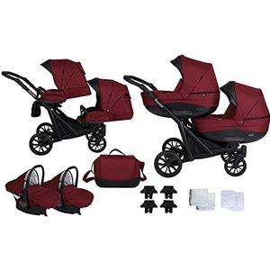 Booster kinderwagen tweeling kinderwagen broer of zus kinderwagen van Lux4kids Bordeaux 3in1 (inclusief autostoeltje)