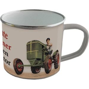 Blechwaren Fabrik Braunschweig GmbH Emaille beker - echte mannen rijden tractor - BB09 geëmailleerde mok 0,3 l