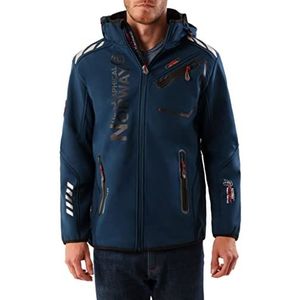 Geographical Norway Rainman Softshelljack, voor heren, Turbo-Dry, met capuchon, marineblauw/zwart., XL