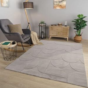 TT Home Tapijt Laagpolig Woonkamer Geometrisch Scandi Berber Vloerkleed, Kleur:Lichtantraciet Lichtgrijs Grijs, Maat:120x160 cm