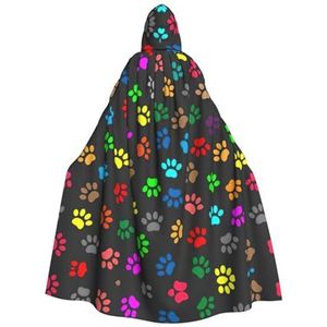 Bxzpzplj Kleurrijke Hond Poot Print Zwarte Print Hooded Mantel Lange Voor Carnaval Cosplay Kostuums 185cm, Carnaval Fancy Dress Cosplay
