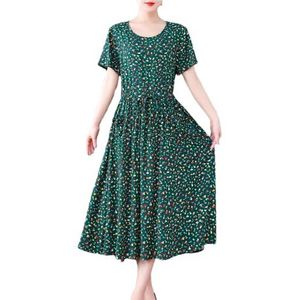 Vrouwen Party Jurk Zomer Vrouwen Vintage Jurk Zomer Vrouwen V-hals Effen Korte Mouw Print Jurk Vrouwen Kleding, 13, XL