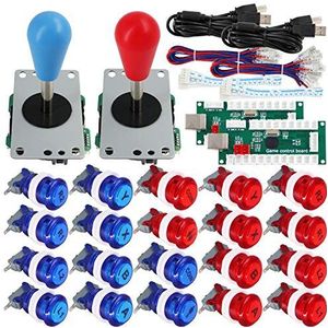 SJ@JX Arcade Game 2 Player Controller DIY Kit Buttons with Logo Coin X Y Start Select 8 Way Joystick USB Encoder for PC MAME Raspberry Pi