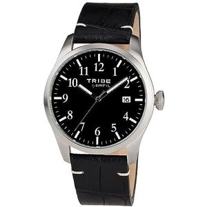 BREIL Men's Classic Elegance Watch Collection Mono-Colour Black dial 3 Hands Quartz Movement and Genuine Calf Leather Black Strap EW0193