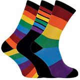 SOCK SNOB - 3 paren Heren Dames Katoenen Regenboog Sokken (39-45 EU, Regenboog)