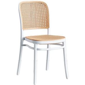 ZYDZ Stoelen voor eetkamer rotan eetkamerstoelen modern plastic voor keukenmeubels thuis stapelbaar bureau en stoel eenvoudige outdoor rug rotan eetkamerstoel eetkamerstoelen (kleur: wit)