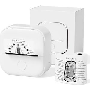 Phomemo T02 Mini-printer, fotoprinter voor smartphone, met 1 rol printerpapier, 203 dpi mobiele telefoonsticker, thermische printer, draagbare pocket-sticker voor iOS en Android