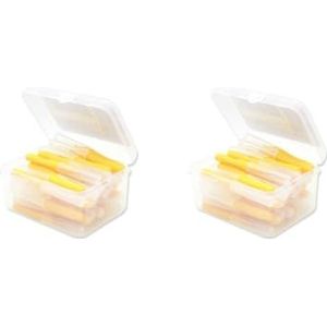 2 Set 40 Stuks Interdentale Borstel Soepele Push-Pull Plastic Tanden Borstels Handheld Mondhygiëne Tool Huishoudelijke Reizen Geel 0.4mm