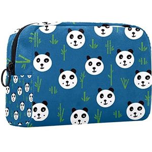 Cosmetische tas voor dames,kleine make-uptas voor portemonnee,Blauwe plant Originele Panda,Cosmetische reistas,make-uptasje