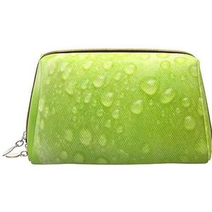 Hand Col Gegraveerde Map Leathers Wasbare Make-up Tas voor Vrouwen, Reizen Cosmetische Tassen, Draagbare Rits Potlood Case Organizer Pouch, Cyaan Fruit, Eén maat