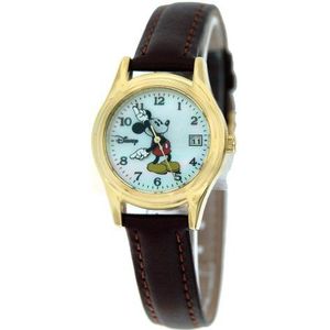 Disney Women's MK1033 Mickey Mouse Brown Leather Strap Watch