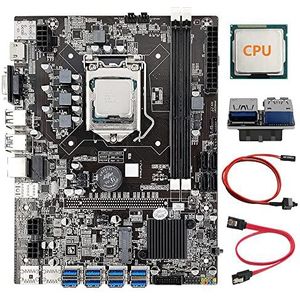 AMIUHOUN B75 8 Card Mining Moederbord+CPU+USB3.0 19-Pin Adapter+/Schakelaar Kabel 8 USB3.0 (PCIE) GPU Slot LGA1155 DDR3 SATA3.0