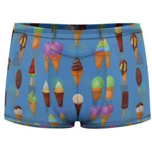 Ice Cream Cone Patroon Heren Boxer Slips Sexy Shorts Mesh Boxers Ondergoed Ademend Onderbroek Thong