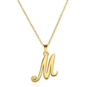 AZ Dames Fijne Sieraden Letters Initialen Ketting Goud Roestvrij Stalen Ketting Ketting Letters Hanger Verjaardagscadeau (Color : 45cm_M)