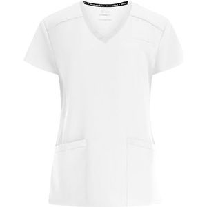 B-well Julia Kasacks Dames-verzorgingskas/ouderenverzorging, werkkleding, korte mouwen, V-hals, anti-rimpel met elastaan, wit, XXL