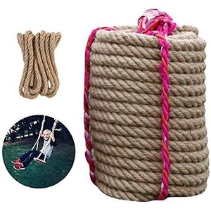 Dik touw, natuurlijk jute touw, 32,8FT lang jute jute touw extra dik gedraaid manilla henneptouw in bruine tint for het bundelen van kassen tuinieren verpakking (maat: 22MM 10M) (Kleur: Bruin, Maat: 2