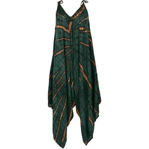 GURU SHOP Batik Jumpsuit, zomeroverall, broekjurk, dames, rood, synthetisch, maat: 40, lange broek alternatieve kleding