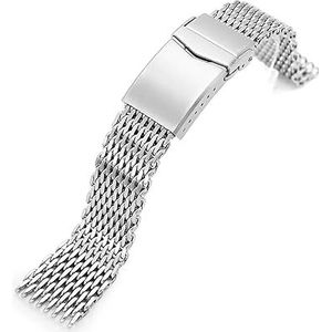 CBLDF Roestvrij Stalen Horloge Band Effen Dubbele Gesp Klok Horlogeband Horloges Accessoires Luxe Milanese Lus Mesh Band 18 20 22mm (Color : Silver, Size : 22MM_XXL)