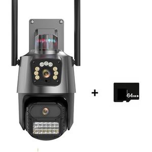 Bewakingscamera, 9MP 4K HD IP Camera Drie Lens Dual Screen PTZ Camera Auto Tracking Beveiliging CCTV Camera 4MP P2P Video Surveillance(4MP Add 64G)