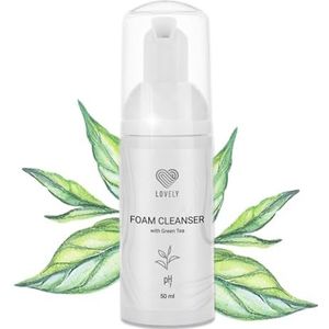 LOVELY Wimpershampoo, groene theegeur, 50 ml, olievrije schuimreiniger voor wimpers en gezicht, make-up remover
