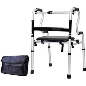 Rolstoel lichtgewicht opvouwbare rollator met antislip zachte zitting, in hoogte verstelbaar sta-loopframe, ouder