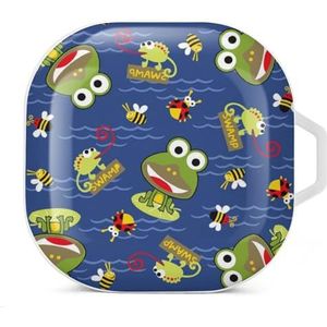 Frog And Friends in The Swamp Earbuds hoesje compatibel met Samsung hard shell beschermhoes wit stijl