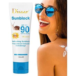 Zonnebrandcrème voor lichaam | Gezicht Zonnecrème Gezichtsbescherming | Portable Face Sunscreen SPF 90 Sunblock Lotion met natuurlijke ingrediënten gevoelige, droge, vette huid Ximan