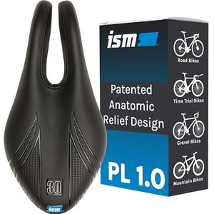 ISM PL 1.0 Noseless Fietszadel Met Gesplitste Neus voor Racefietsen, Mountainbikes, Grind- en Triatlonfietsen - Uniseks, Anatomisch voor Optimale Doorbloeding