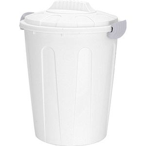 Spetebo Maxiton 23L met deksel - kleur: wit - universele vuilnisbak afvalemmer prullenbak